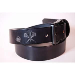 LMSGear X DeeKae's Leatherworkshop THE BELT Black Gun Grey Buckle