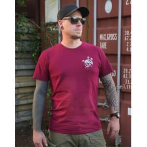 T-Shirt Burgundy Rot Logo Skull n Nails